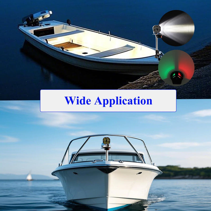 Led Boat Navigation Lights, Waterproof Spot light with Red/Green Nav Lights for Pontoon Yacht and Small Boat