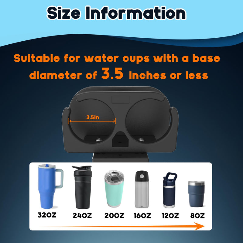 Double Boat Cup Holder for Lund/G3/Ranger Boats - 45 Degree Drink Holder, Corrosion-Resistant ABS & Stainless Steel for Marine, RV, Pontoon Boats. 45 Degree Cup Holder