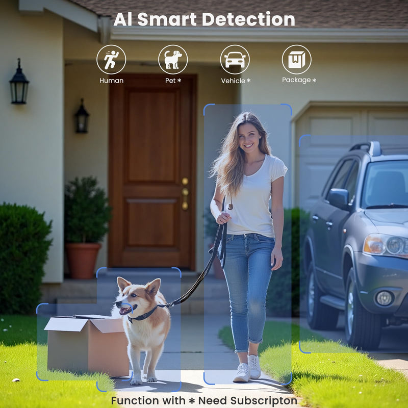 300° Pan Wireless Outdoor Security Camera, No Subscription Free 7-Day Cloud/SD, AI Detection, Magnetic Mount, Battery Powered, 2.4G WiFi, 2K, Night Vision, 360° View, 2-Way Talk, Home Security, IP65