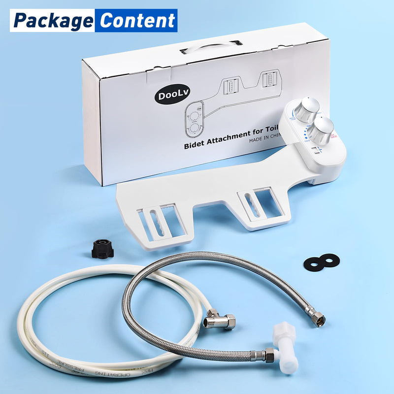 Upgraded Hot Cold Bidet Attachment - Front & Rear Wash, Adjustable Water Pressure, with Self-Clean, Retractable Single Nozzle, Non-Electric Warm Water Bidet Toilet Seat Attachment - White