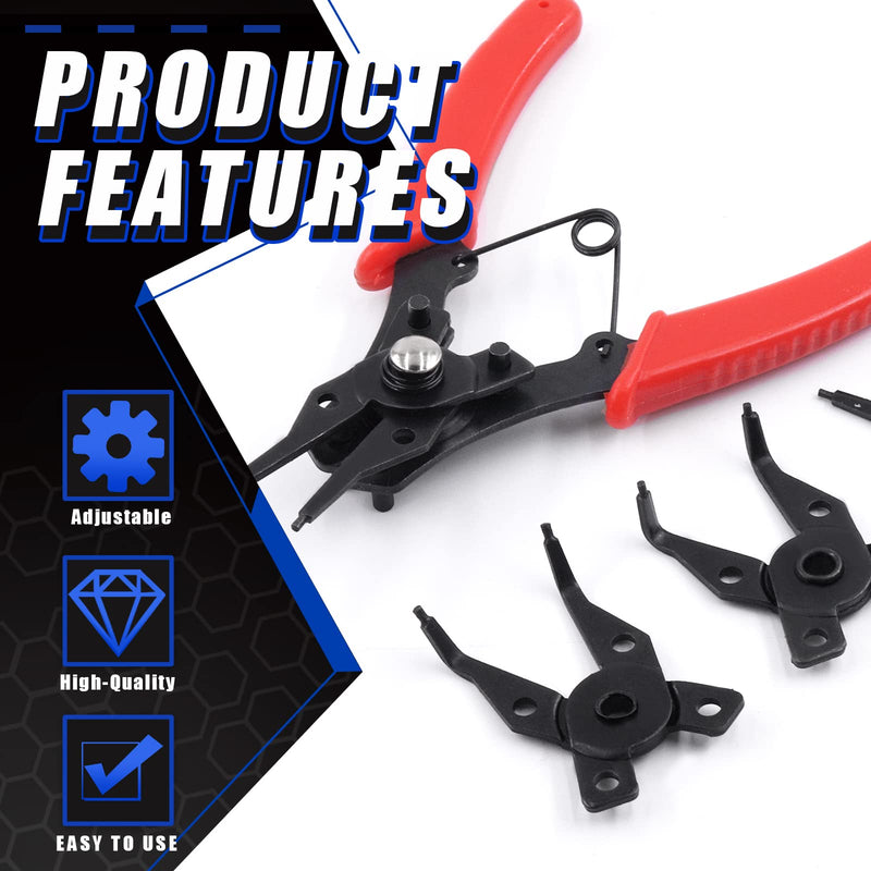 Glarks 3Pcs AC Clutch Holding Tool Adjustable Clutch Holder and 4 in 1 Snap Ring Pliers with Feeler Gauge Assortment Kit Compatible with Domestic and Import Vehicle AC Compressors