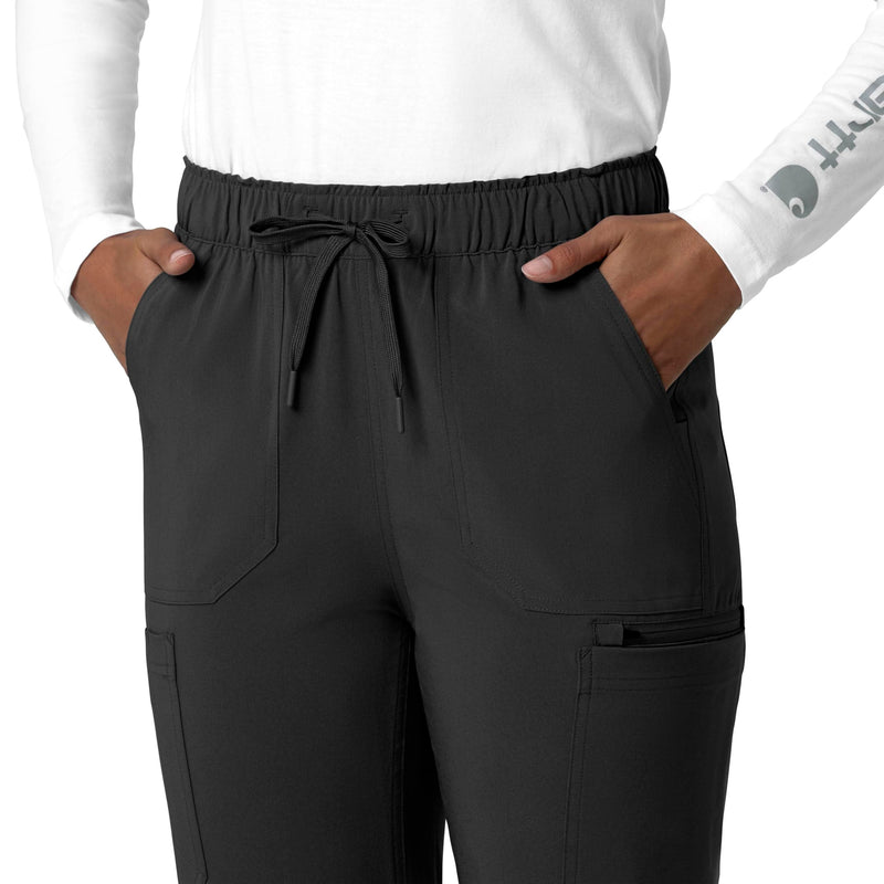 Carhartt Scrubs for Women Force Cross-Flex Straight-Leg Cargo Pants with Drawstring and 7 Pockets Medium Black