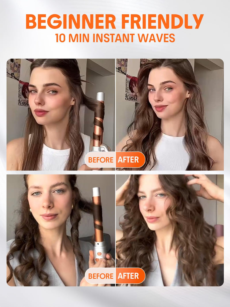 SHEGLAM Rotating Curling Iron, Curl Cycle, 25mm Automatic Curling Wand for Long Hair, Get Effortless Beach Waves with Self Spinning Barrel up to 220°C with Home Button, Dual Voltage