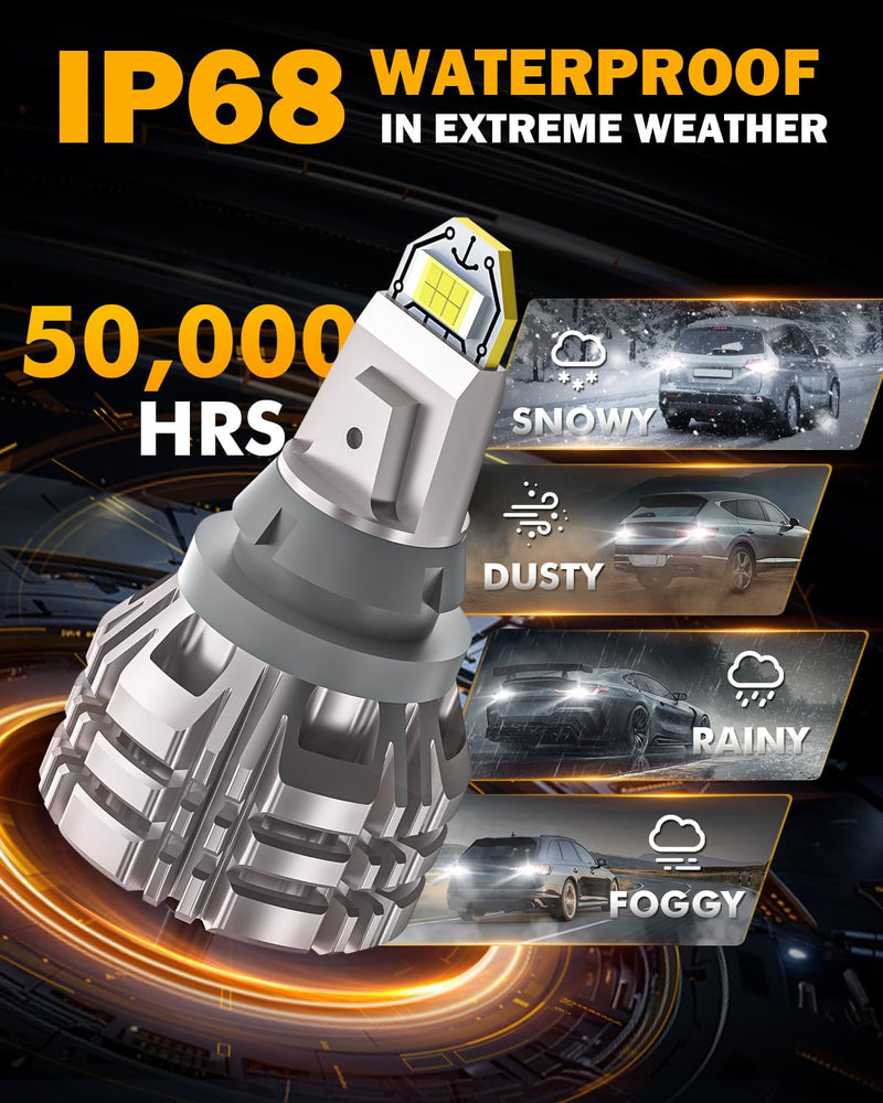 Auxbeam Upgraded 921 Bulb for Backup Reverse Light, 44W 6000 Lumens 500% Extremely Bright 912 W16W T15 Bulbs, Error Free, Pack of 2