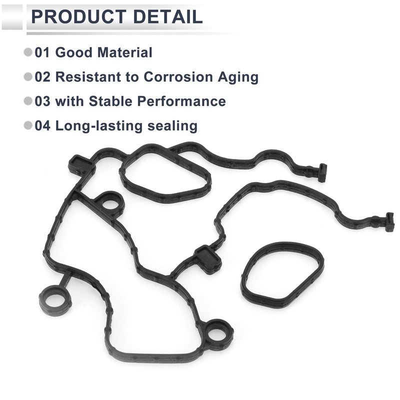 Timing Cover Gasket for Chrysler for Dodge 3.6L V6 Long-lasting Sealing Chain Case Cover Gasket Kit No.68228480AA/68078604AA Rubber 1 Set