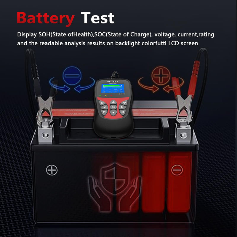 BT900 Car-Battery-Tester 6V 12V, Automotive 100-2000CCA Battery-Load-Tester Analyzer, Digital Auto Battery Analyzer for Car Truck Marine Motorcycle SUV Boat,Black ﻿