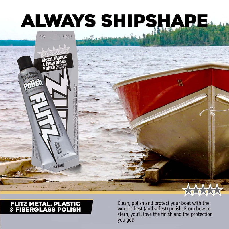 Flitz Metal Polish and Cleaner Paste, Also Works on Plastic, Fiberglass, Aluminum, Jewelry, Sterling Silver - Headlight Restoration and Rust Remover - Made in USA - 5.29 oz 5.29 Ounce (Pack of 1)