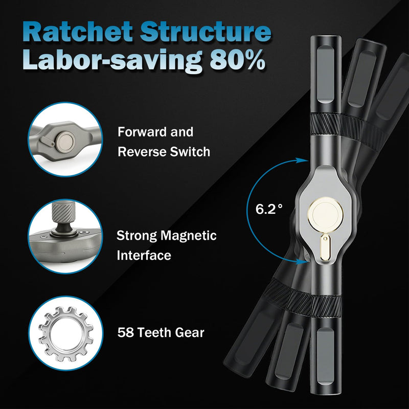 24 in 1 Magnetic Ratchet Screwdriver Set | Mini Precision Repair Tool Kit with Detachable T-Handle | Portable for PC, Mobile Phone, Watch, Bicycle & Furniture DIY | Chrome Vanadium Steel Bits