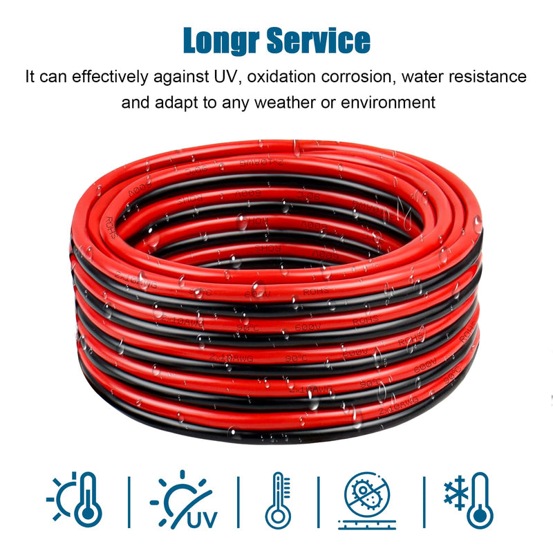 8 Gauge Wire 2 Conductors Copper Wire, 8 AWG Battery Cable Oxygen Free Copper Wire for Solar Panel, Automotive, Trailer, RV and Speaker (8 Gauge 10FT)