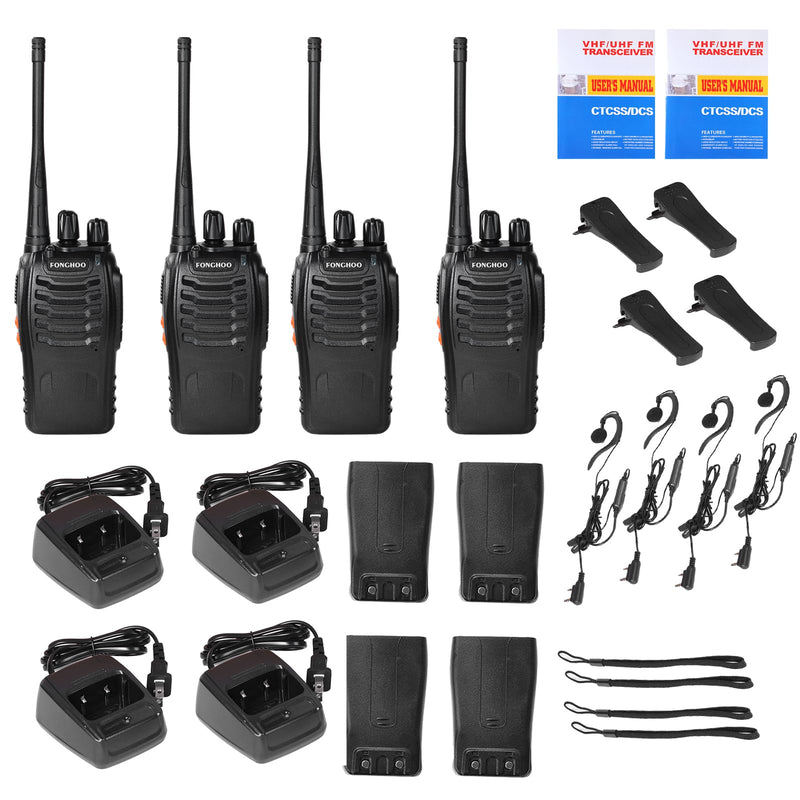 4 Pack Walkie Talkies for Adults Long Range Rechargeable Radio | 16 Channel Handheld Rechargeable 2-Way Radios walkie talkie cruise for Outdoor Hunting Family 4 Pack
