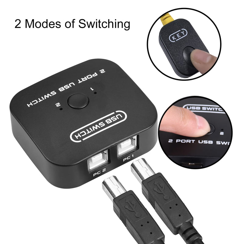 RIIEYOCA USB Printer Sharing KVM Switch, Automatic Switching Without Drivers. Share Keyboard Mouse Scanner with Desktop Controller and 2 USB Printer Cables (1.5 M)