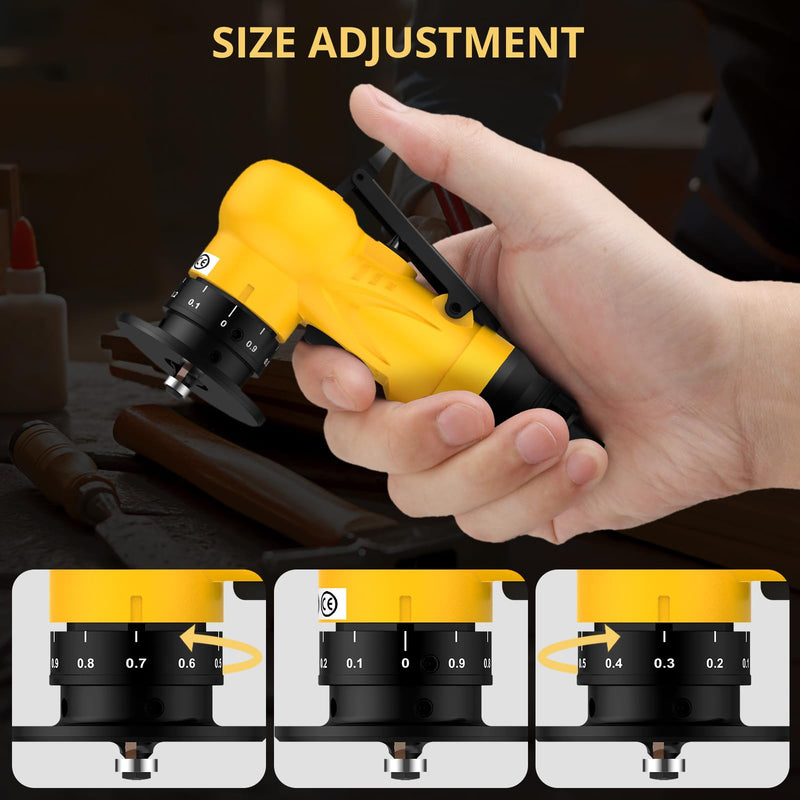 AMTOVL Pneumatic Chamfering Tool - Mini Air Chamfer Tool with 6 C-Angle & 6 R-Angle Blades, 45° 30000 RPM Chamfering Tool for Metal and Wood with 1/4" Air Inlet Yellow