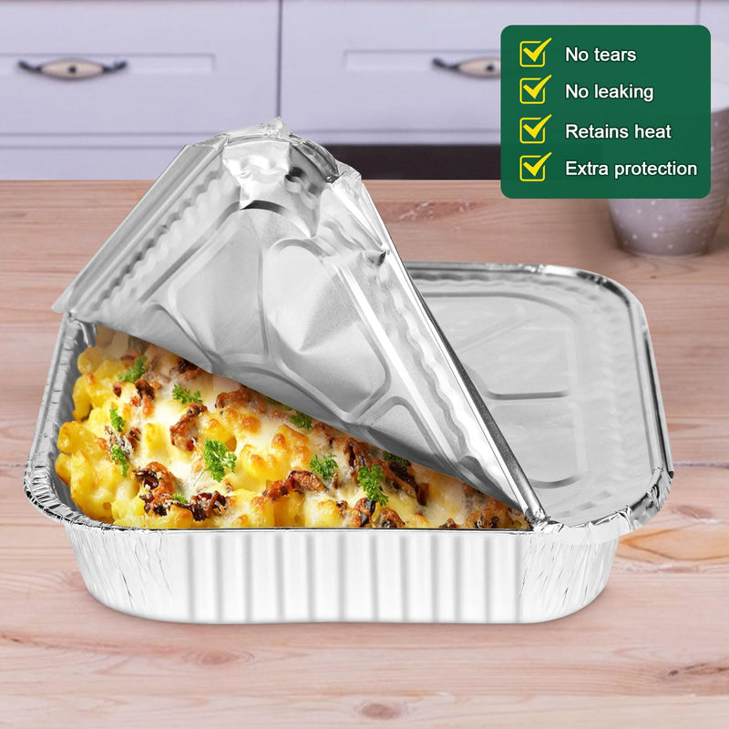 8x8 Aluminum Pans with Lids - 30 Pack Disposable Baking Square Aluminum Foil Pans with Covers - Tin Foil Pans for Air Fryer, Oven, Cooking 30PCS + Lids