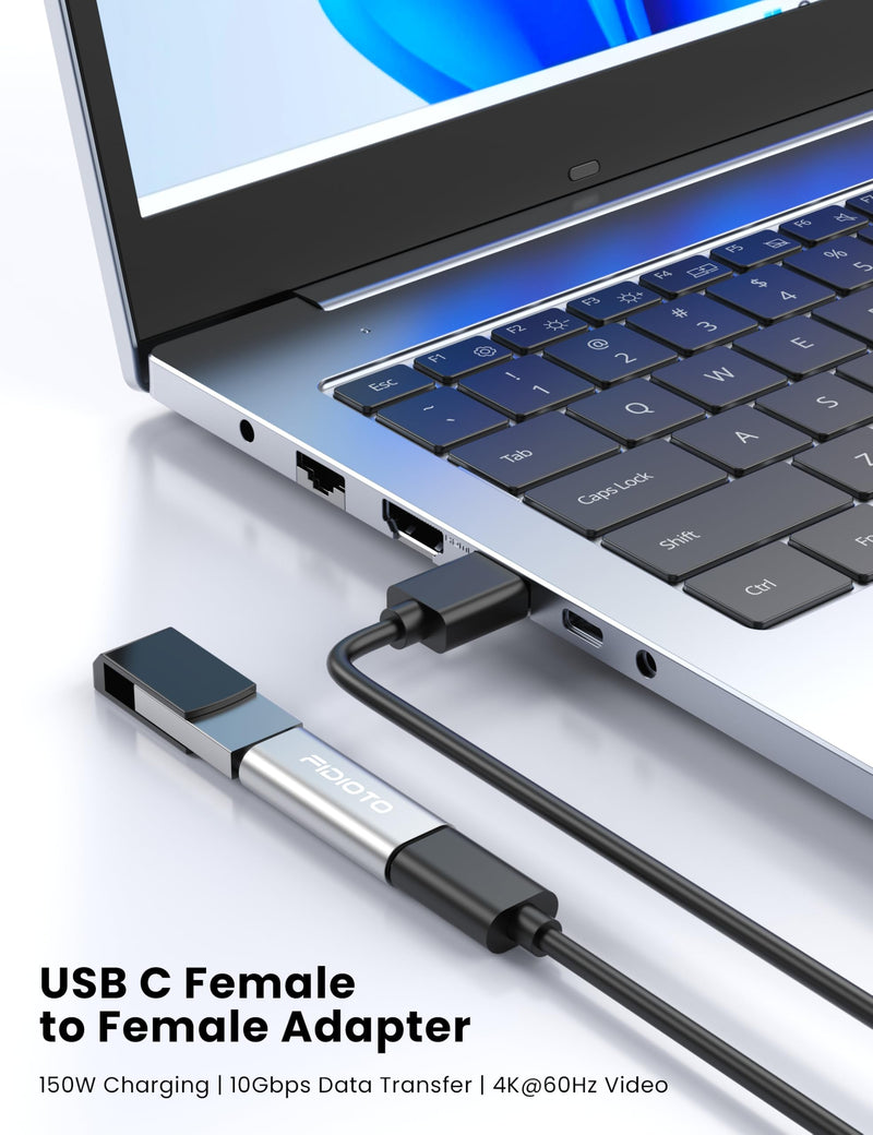 Fidoto 10 Pack USBC Coupler, 100W USB C Female to Female Adapter,10Gbps Type C Extender, PD3.1 Double Female Connector Compatible with 8K@60Hz Video, Data Transfer, Charging (Sliver) White 10 PCS