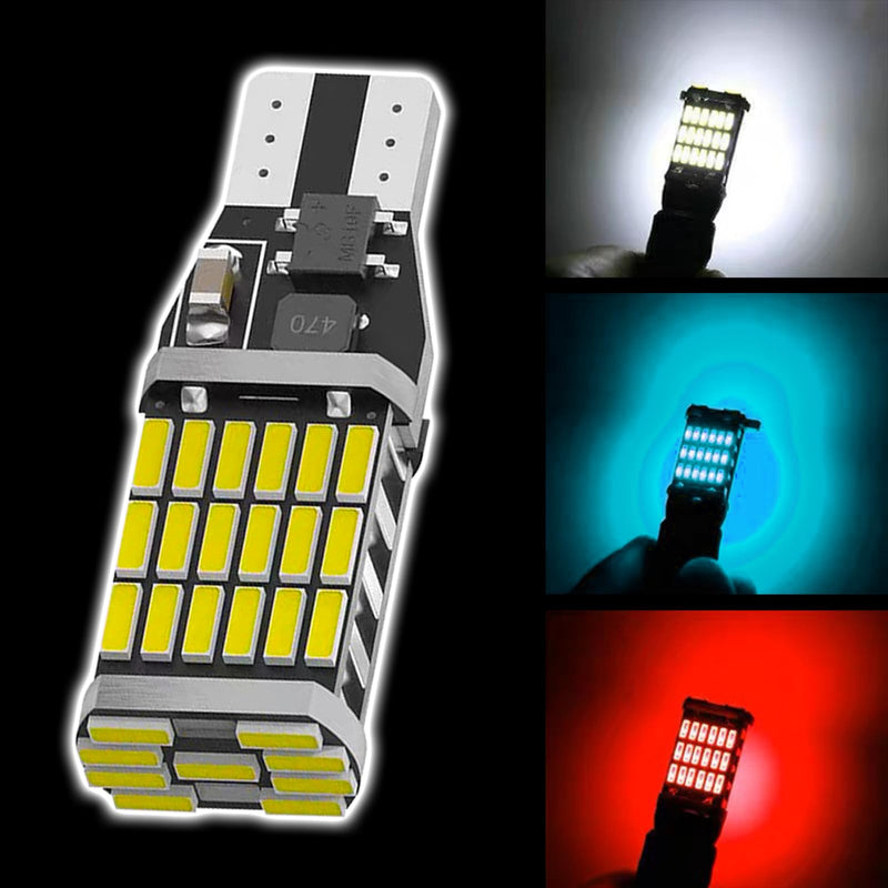 4PCS 921 912 LED Brake Lights, T15 45SMD-4014 Chipsets Backup Reverse Light Bulbs, 906 W16W Error Free Super Bright LED Bulb Replacement for Car Truck Cargo Backup Reverse Lights (White) White