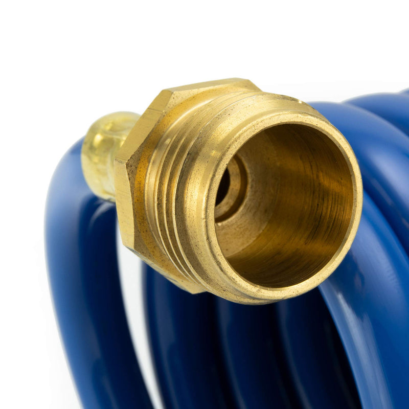 RecPro RV Exterior Shower Hose | 15' Blue Coiled Hose | Optional Flexible Quick Connect Sprayer | UV Resistant (No Sprayer) No Sprayer