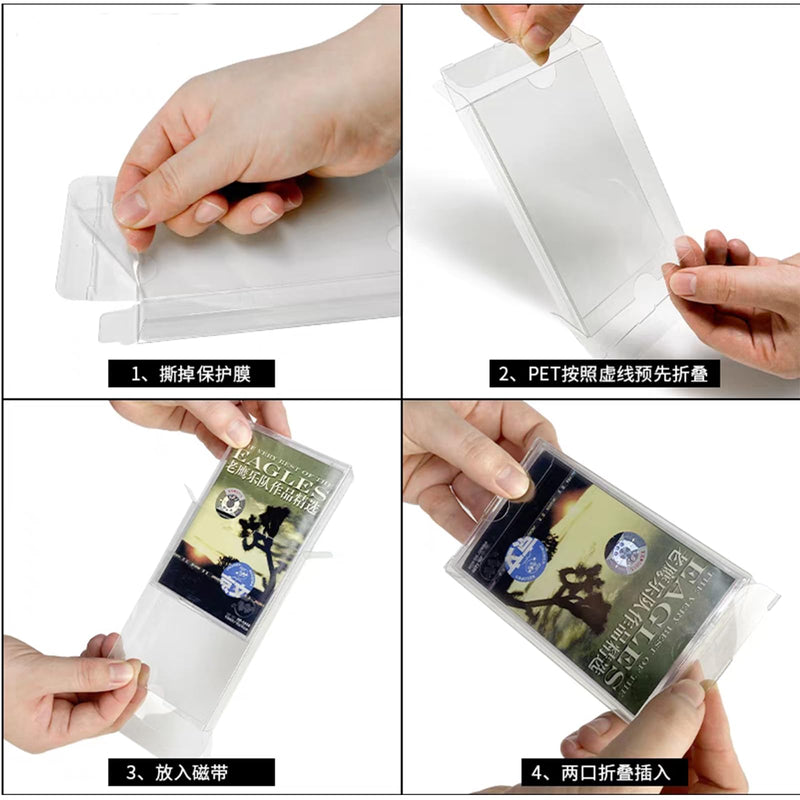 10PCS Clear Dust-Proof Resealable Protective Outer PET Display Sleeves for Cassette Tape