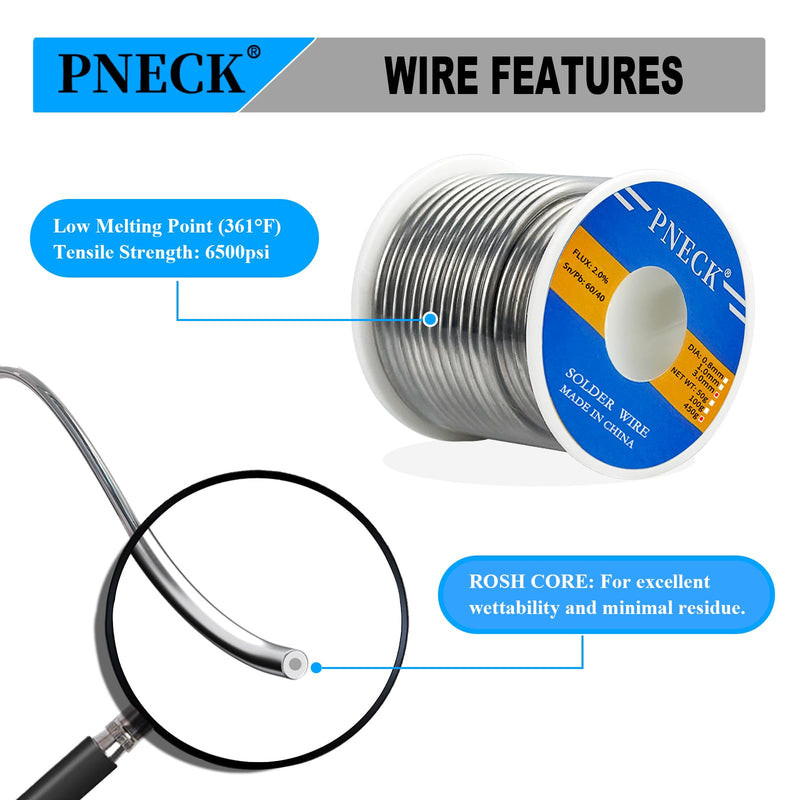 60/40 Tin Lead Rosin Core Solder Wire for Electrical Soldering, 1/8" 1 lb (3 mm 450 g) 3.0mm-450g (1lb)