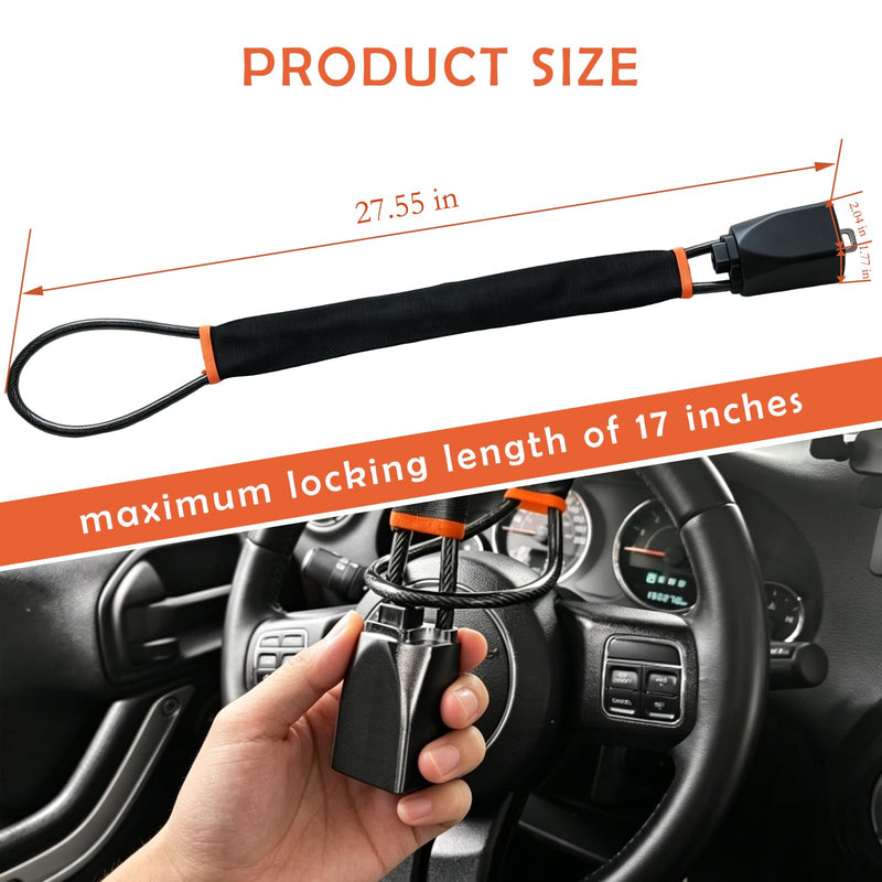 Heavy Duty Steering Wheel Lock, Universal Adjustable Car Anti Theft Device | Maximum locking length of 17 in,easy to store,heavy-duty steering wheel lock suitable for sedan, SUV,and truck 1