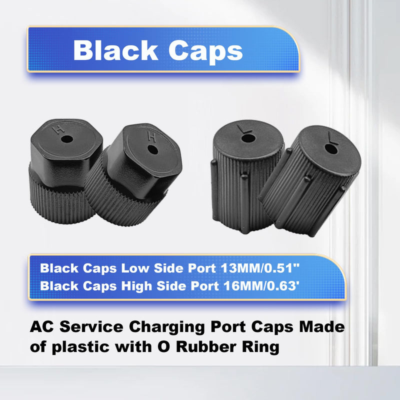Air Conditioning Valve Core Kit for R12 or R134a | Teflon Seal Refrigeration A/C Air Conditioning Service Valve Car & HVAC AC Charging Port Seal Caps Kit (A/C System Cap & Valve Seal Kits)