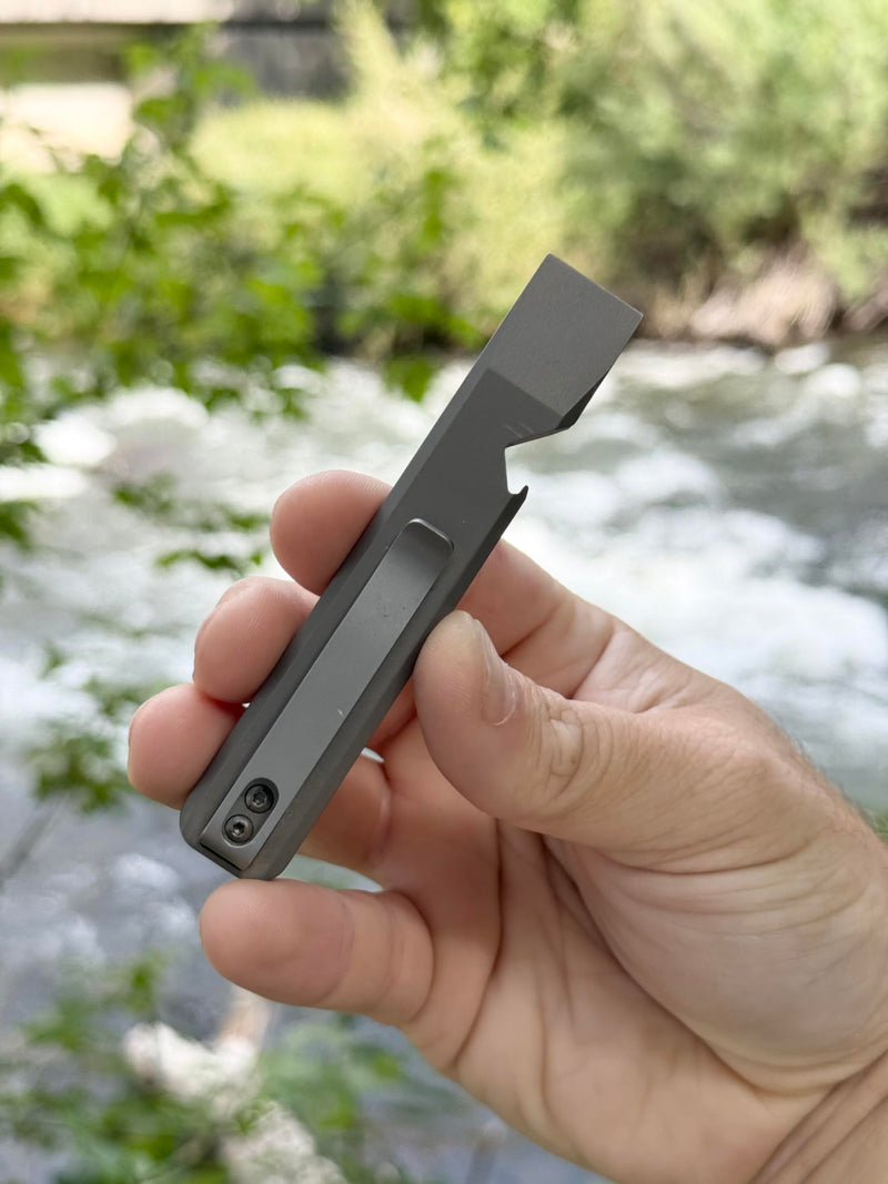 DAILYCARRYCO. SlimPry 2.0 Ultimate Slim Mini Everyday Carry PryBar Simple Keychain Carry Pry Tool Lightweight Sleek KeyChain Bead Blasted Titanium