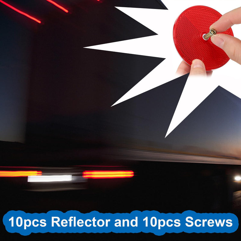 smseace 12pcs Safety Reflectors Red Round Reflectors 3inch with Stainless Steel Screw Used for Mailboxes,Driveway,Tunnels,Post,Cars,Trailer Reflector Round-6pcs
