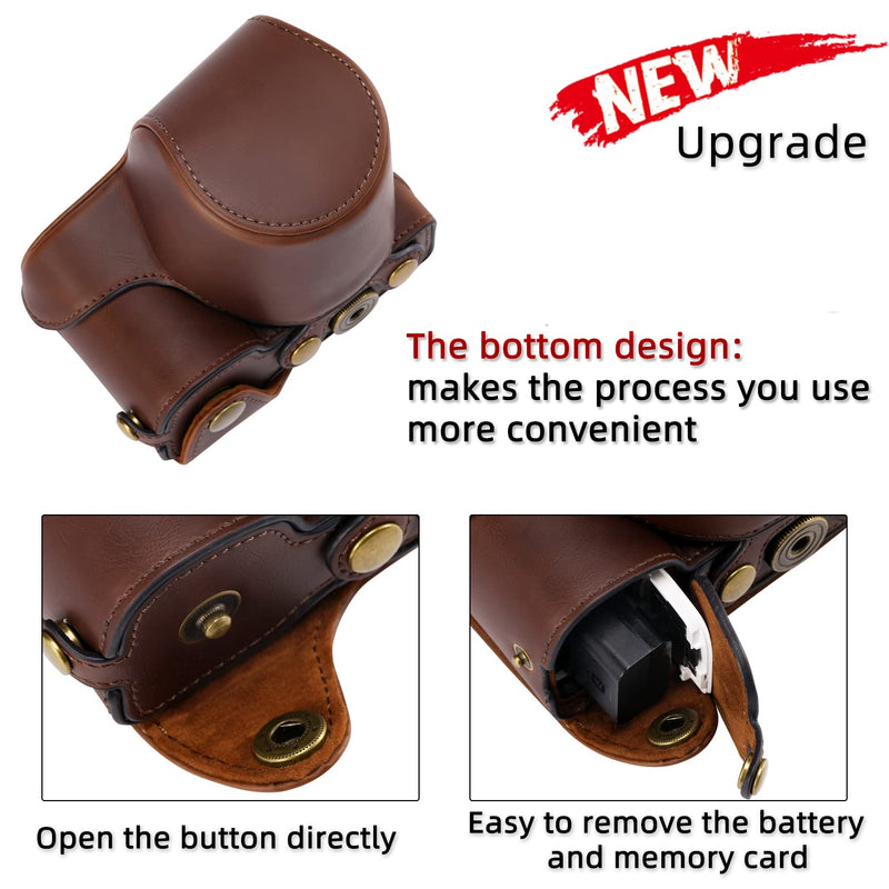 XEVN for Sony ZV-E10 case,for Sony ZV-E10 case,Premium PU Full Body Leather Camera Case Bag for Sony Alpha ZV-E10 Fit 16-50mm Lens with Camera Shoulder Strap ZV-E10-Coffee