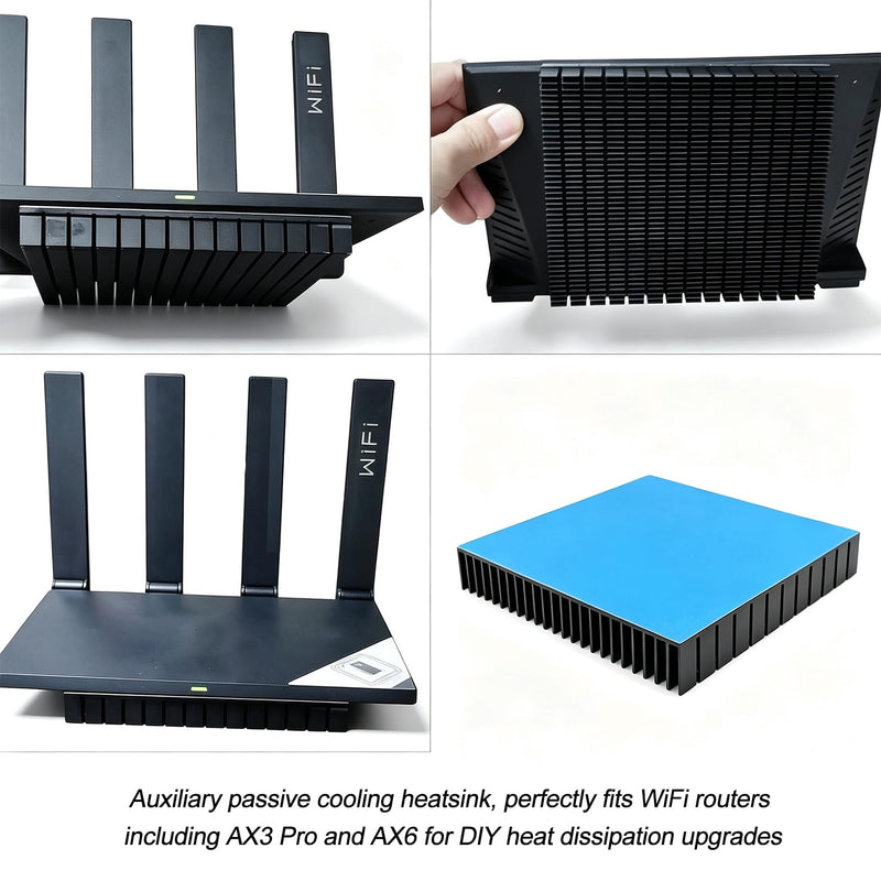 120mm Large Aluminum Heatsink 120x120x20mm / 4.72"x4.72"x0.79" Square Passive Heat Sink with Thermal Tape, Black Anodized Cooler for WiFi Router IC Power Supply Graphics Card Memory Electronic Devices
