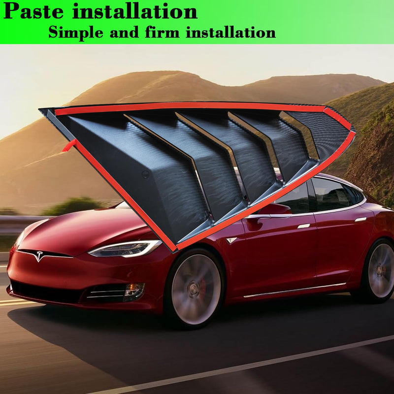 YHCDSEA for Tesla Model S Rear Side Window Covers Louvers Sport Style Cool Exterior Decoration fit Tesla Model S 2017-2024 Accessories (Glossy Carbon Fiber Pattern) Glossy Carbon Fiber Pattern