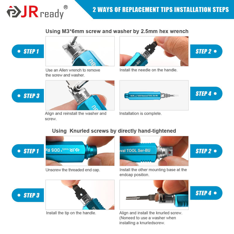 JRready ST5349 Pin Removal Tool Kit, 24PCS Replacement Pin Extractor Tools, Comprehensive Electrical Terminal Release Tool Set for Deutsch, AMP/TE, Molex, Delphi, JST, Harting Connectors 24pcs Pin Removal Tools
