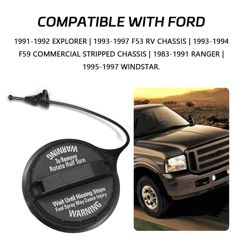 Gas Cap for Ford F150 F250 F350 Fuel Tank Cap OEM FC920 F4TZ-9030-C for Ford E150 E250 E350 E450 E550 F450 F550 Aerostar Bronco Excursion Explorer F53 F59 Chassis Ranger Windstar Econoline Black