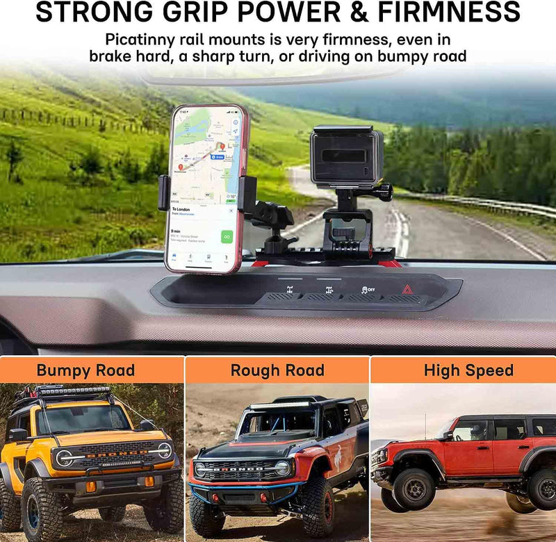 Phone & GoPro Holder-Slide Rail, Compatible with iPhone, Adjustable, Aluminum Alloy + ABS Material, Easy Installation Phone Holder - Adjustable