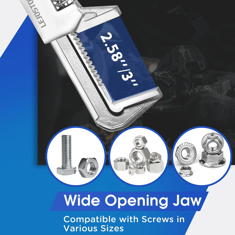 9 & 11" Adjustable Automotive Wrench Set, Wide Jaw Opening up to 3 Inch, Ideal for Versatile Use in Auto, Construction, and Home Repairs 9 & 11 inch