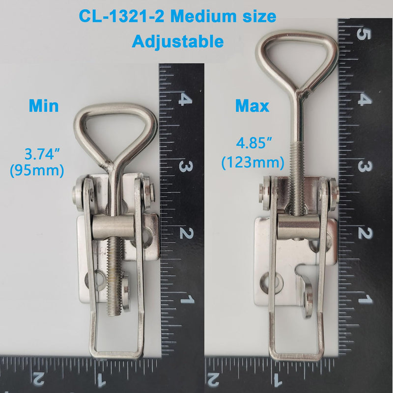 2 Pack OWACH Stainless Steel Adjustable Draw Latch Adjustable-Grip Padlockable Toggle Clamp (2 pack, Medium 3.78"~4.88") 2 pack, Medium 3.78"~4.88"