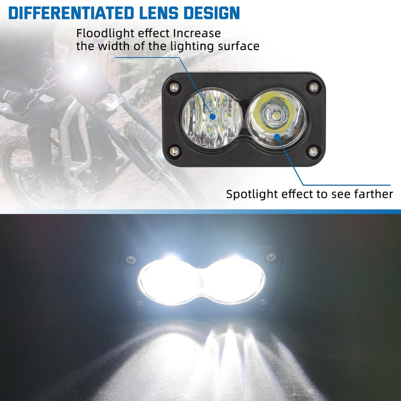 Dirtbike Headlight Kit for Sur-Ron Segway X260 Talaria Sting R MX4 PC Lens Motorcycle Light Bar Led Headlamp with Blue Light Switch White Upgraded white light
