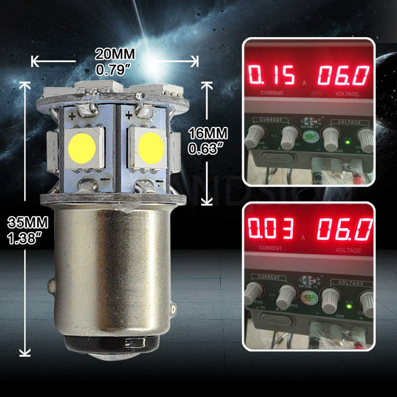 Ruiandsion 2pcs 1157 LED Bulb White 6V BAY15D 5050 12SMD LED Light Bulbs for Back Up Reverse Lights Brake Lights Tail Lights,Non-polarity 1157/BAY15D