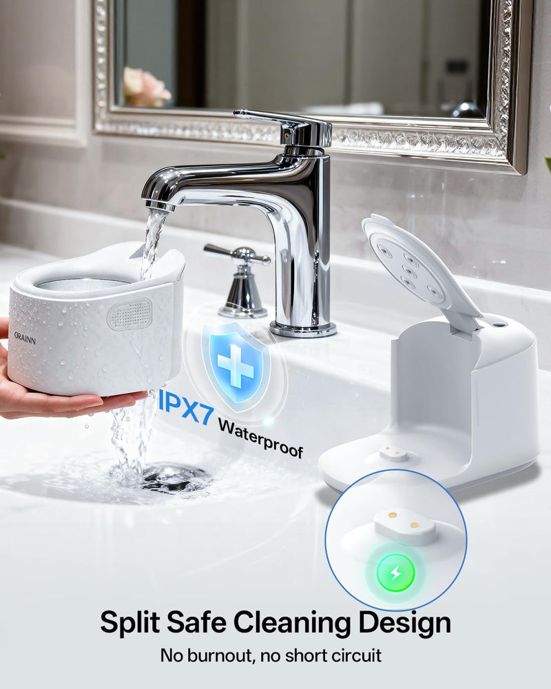 30W Ultrasonic Retainer Cleaner Machine,IPX7 Waterproof Dental Cleaning Pod,45kHz Denture Dome With UV Light,3 Modes, Digital Timer for Night Guard, Mouth Guard, Braces with 230ml Tank(Grey) Grey