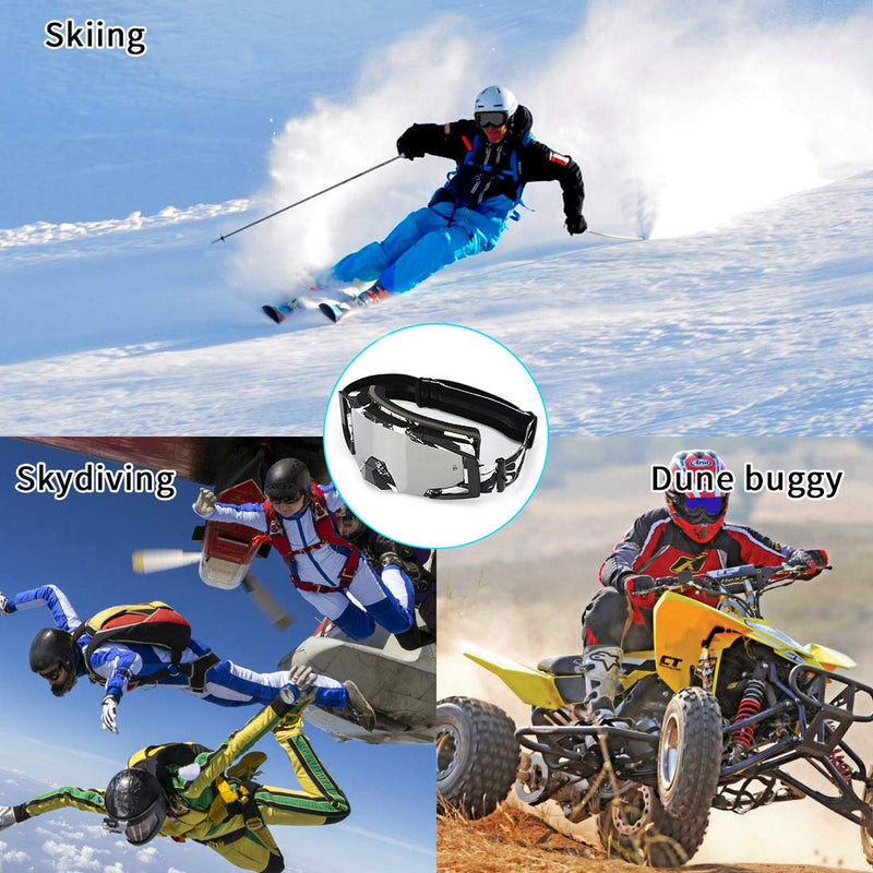Motocross Goggles Dirtbike ATV Motorcycle Anti-UV Motorbike Ski Goggles Anti-Slip Strap Nose Cover Fit Glasses & Helmet Gray