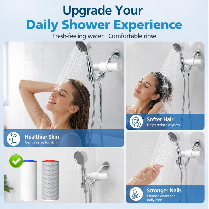 Shower Filter for Weddell Duo, Twin Pack Replacement Cartridges Compatible with Weddell Duo Shower System for Fresher Shower Water & Easy Filter Replacement (2+2)