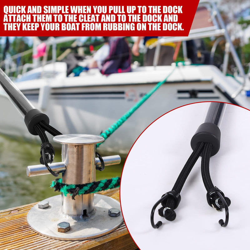 Tandefio 2 Pcs Dock Rods for Boat Docking Pole 16 Inch Docking Sticks for Boats Mooring Bungee Lines with Hook, Speedboat Accessories for Men Gifts Black
