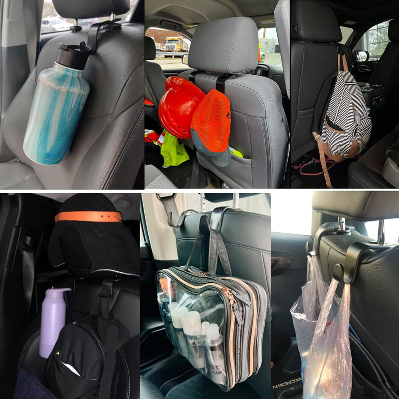 Car Seat Headrest Hook 4 Pack Vehicle Backpack Hooks Hanger Vehicles Holder Organizer for Purses,Bags,Cloths,Car Water Bottle Hook Seat Accessories 4Pcs