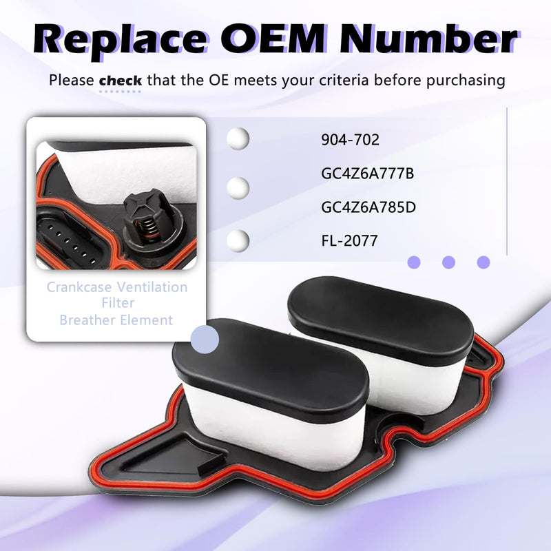 FL2077 Crankcase Ventilation Filter Breather Element CCV Compatible with Ford F-250 F250 F-350 F350 F-450 F450 F-550 F550 F-650 F650 F-750 F750 Super Duty 2016-2019 V8 6.7L-Engine Oil Filter Separator