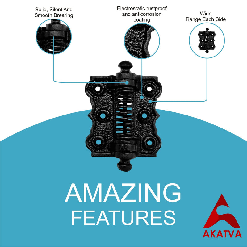 Akatva Self Closing Gate Hinges - Gate Closer Heavy Duty Gate Hinges- Self Closing Metal Gates Hinges - Self Closing Hinges - Auto Close Gate Hinges - Natural Oil Black Finish