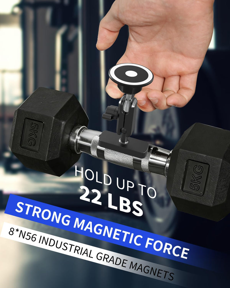 Charchendo Industrial Magnetic Tractor/Forklift Phone Mount | Rock-Solid All Metal Build, 3.14" Arm With Ball Head, Includes Adhesive Plate. Mounts On Skid Steer Cabs, Fits All Phones