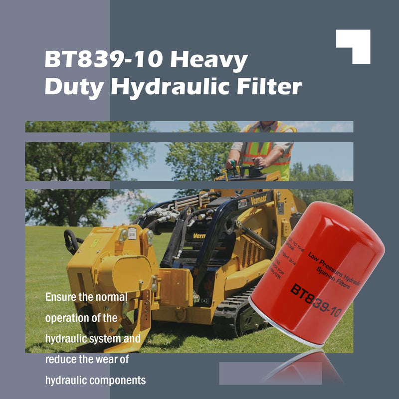 BT839-10 Heavy Duty Hydraulic Filter Compatible with Bobcat Ford Toro Vermeer John Deere New Holland Replaces 1A9023 8057000 HF6057 6516722 107249 7700040 (1 PCS) BT839-10 1 PCS
