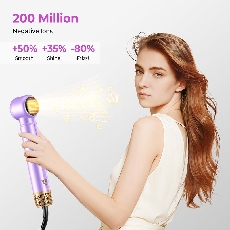 UMIGA All-in-One Hot Air Styler, Hair Air Styler 5 in 1 Set, Multi-Styler | Airbrush - Blow Dryer Brush Set with Curler, Straighten, Wavy, Smooth, Magic Styler for Travel and Home Hair Styling Purple