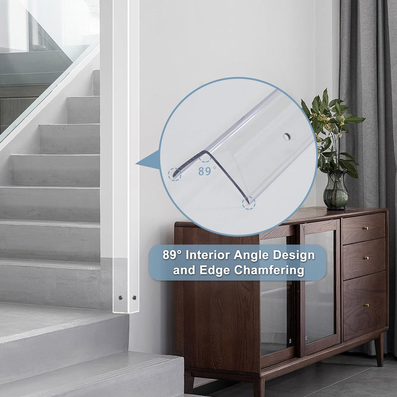  [AUSTRALIA] - Pre-Drilled Wall Corner Protectors, 2pcs x 35.4''L x 1.97''W Clear Screw Fixing Anti-Impact L-Shape Protective Edge Shields & Guards for Door Frame, Sharp Wall
