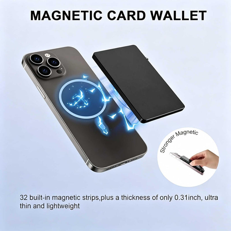 for Magsafe Wallet Quick Access to Bank/Credit Cards,Utra Thin Magnetic Card Holder Easy to Carry 3.93 * 2.44 * 0.31 Inches,Slim Metal Case for Phone,RFID Blocking,Minimalists (Black) Black