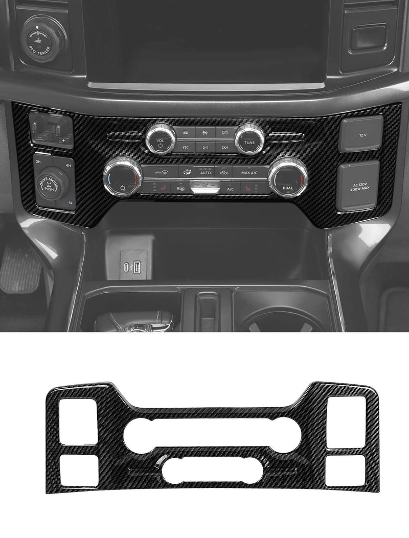 Savadicar Carbon Fiber Interior Accessories - Front Center Climate and Radio Control Panel Trim Cover for Ford F150 (2021-present) - Premium Texture Interior Decor Upgrade Option, 1 PC