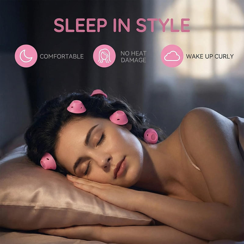 40 Pack Silicone Hair Curlers, Heat-Free Hair Rollers in 2 Sizes, Overnight Magic Curlers for Natural Waves, Soft and Safe for Hair, for Women, Girls, with Hair Net